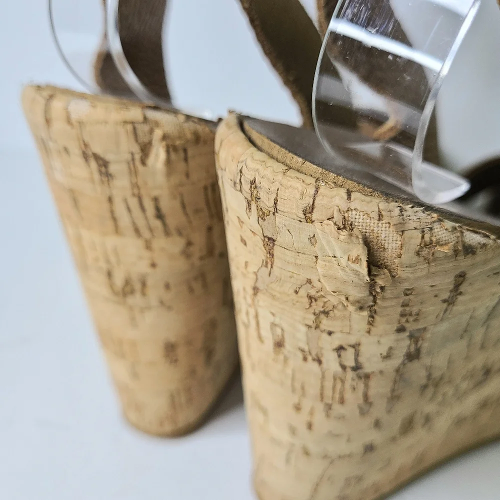Pedro Garcia Tan Suede Ankle Strap Platform Espadrille Sandals